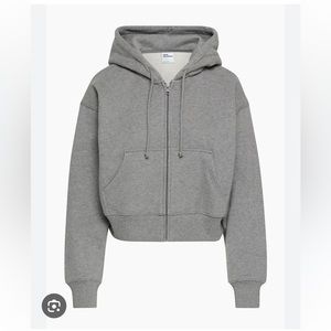 Aritzia TNA Cozy Fleece Boyfriend Boxy Zip Hoodie Gray Size Small